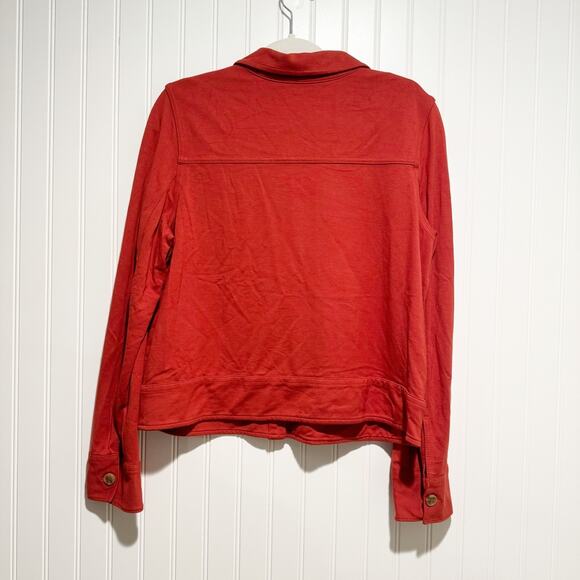 J Jill Wearever Double Face Jersey Flap Pocket Jacket Terra Cotta Size Medium - Picture 6 of 6